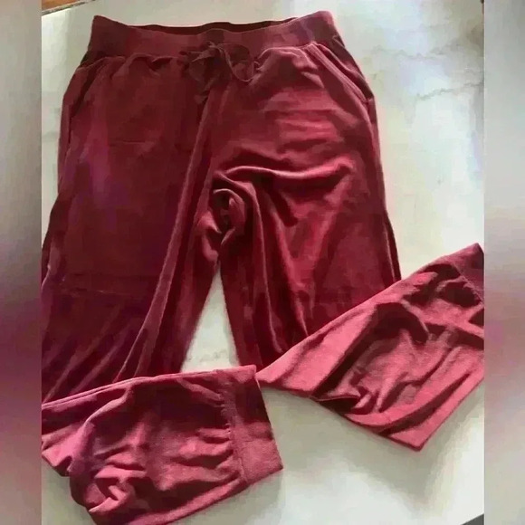 Loft Outlet 2 Piece Velour Jogging Set Top is Size M Bottoms Size L Cayenne Red - Picture 4 of 7